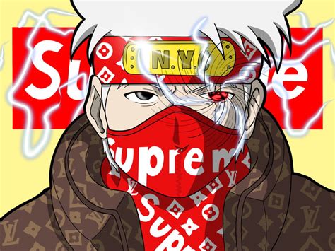 anime in gucci and louis and supreme